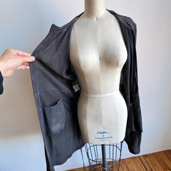 SARACENO BELLAGIO Suede Mesh Belted Cardigan - Picture 5 of 9